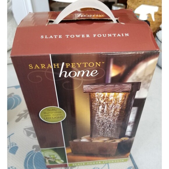Slate tower fountain by Sarah Peyton home new open box - Picture 1 of 9